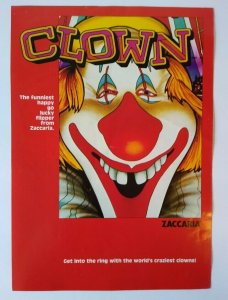 Zaccaria Clown Pinball FLYER Original 1985 Paper Advertising Artwork Sheet Italy