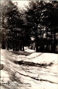 RPPC Greetings from Tomahawk Wisconsin Snow Scene Real Photo Postcard LL Cook