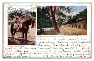 Horseman Tacubaya and Aquaduct Mexico 1908 UDB Postcard V20
