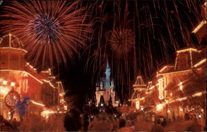 Orlando Florida FL Walt Disney World Fireworks Theme Park Vintage Postcard