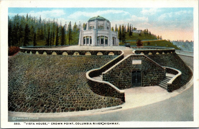 Vtg 1920s Vista House Crown Point Columbia River Highway Oregon OR Postcard