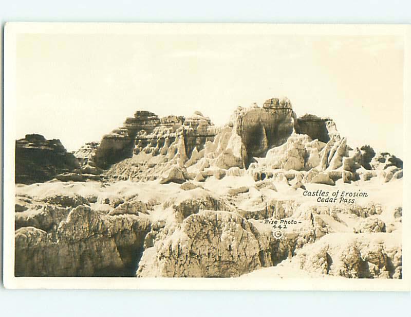 Pre-1950 rppc CASTLES OF EROSION IN BADLANDS Interior - Rapid City SD r7442