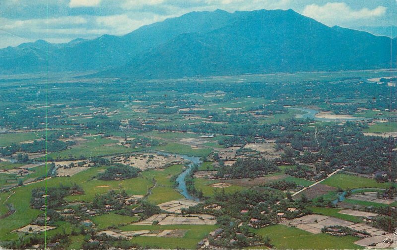 Postcard place to identify aerial view mountain scenery