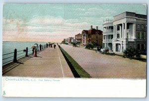 c1907 East Battery Parade Scene Charleston South Carolina SC Posted Postcard