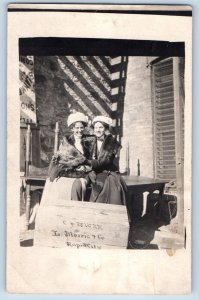 Rapid City South Dakota SD Postcard RPPC Photo Woman Behind Railroad Depot