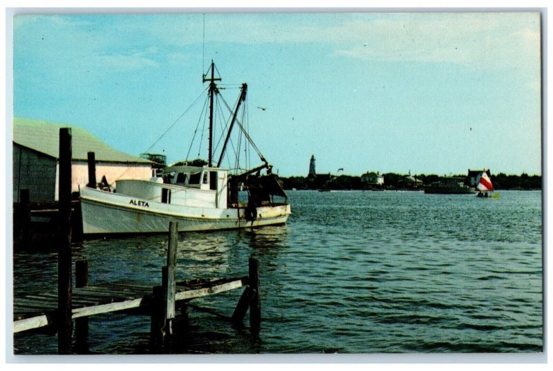 c1960 Boats Fishing Boats Nestle Silver Lake Ocracoke North Carolina NC Postcard