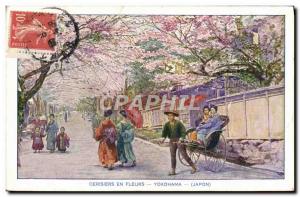 Old Postcard Japan Nippon Cherry blossoms Yokohama