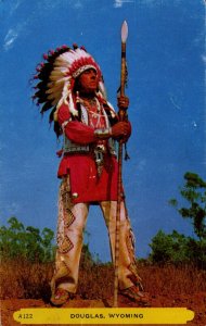 USA Douglas Wyoming Native American Chrome Postcard 09.82