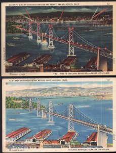 (2) CA San Francisco Night/Day View San Francisco-Oakland Bay Bridge - Linen