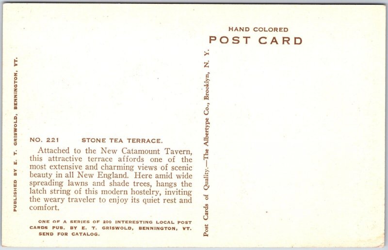 VINTAGE POSTCARD NEW CATAMOUNT TAVERN AT BENNINGTON VERMONT 1910s HAND-COLORED