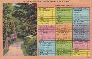 Humour Busy Person's Correspondence Card