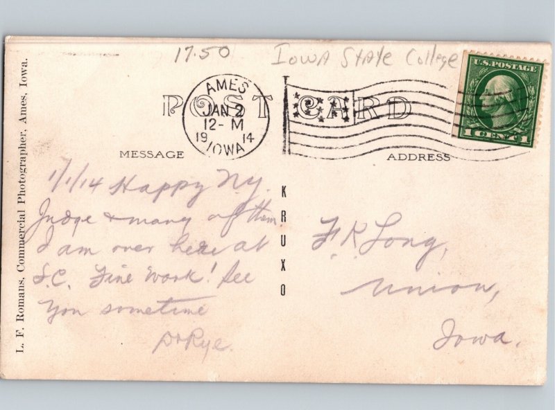 c1914 Experiment Station Iowa State College ISC Railroad AMES IA RPPC Real Photo