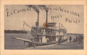 La Cross Winona and Wabasha,Daily Packet Steamer,Mississippi River,Old Post Card