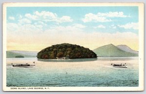 Dome Island Lake George New York Steamboat At The Ocean Mountain View Postcard