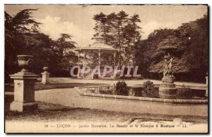 Old Postcard Lucon garden dumaine basin and bandstand