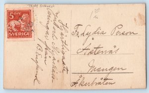 Christmas Postcard God Jul Little Girl Teddy Bear Tiny Sweden c1910's Antique