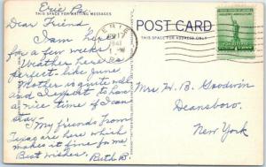 ERIE, Pennsylvania  PA   Academy High School & STADIUM  1941 Linen  Postcard