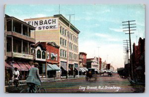 J91/ Long Branch New Jersey Postcard c1910 Stores Bicycle 411