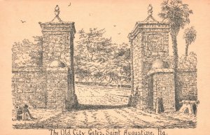 Vintage Postcard 1900's The Old City Gates Saint Augustine Florida FL