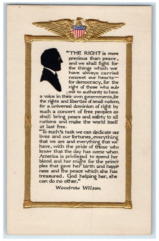 c1910's Patriotic Silhouette Volland Woodrozo Wilson Embossed Antique Postcard