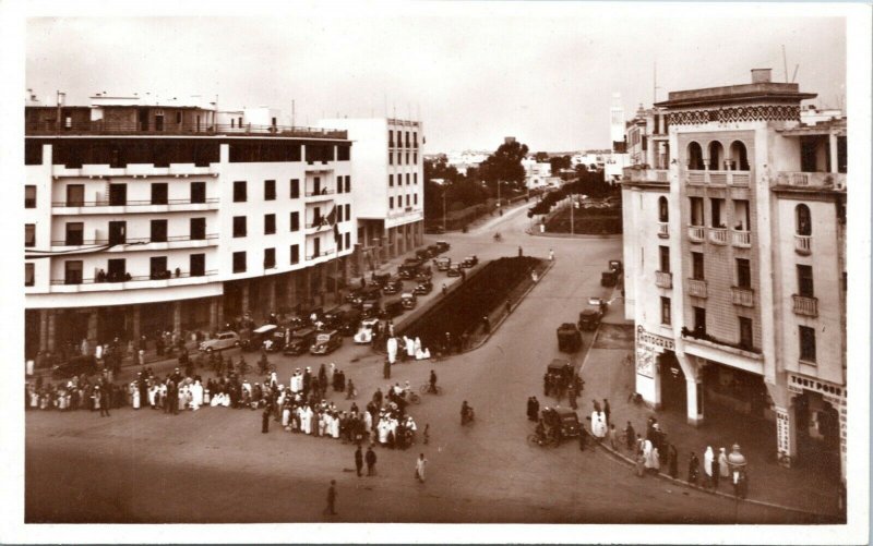 postcard rppc Morocco - Rabat - Place de la Gare