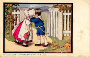 Paying Toll - Sunbonnet Girl with Boy.      Artist: Dorothy Dixon   (card i...