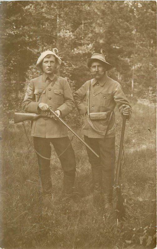 c1910 Germany Austria Hunters Rifles Funny Hats Uniforms RPPC Real Photo