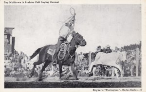 Texas Fort Worth Rodeo Scene Roy Matthews In Brahma Call Roping Contest