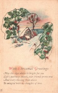 Vintage Postcard With Christmas Greetings May The Skies Above Be Bright For You