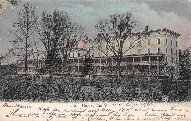 Grant House,  Catskill, New York, Early Hand Colored Postcard, Used in 1907