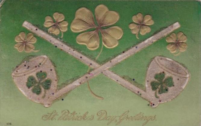 Saint Patrick's Day Greetings With Pipes and Shamrocks