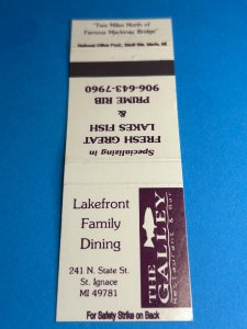 Vintage Matchbook Cover The Galley Restaurant & Bar St. Ignace, Michigan MB162