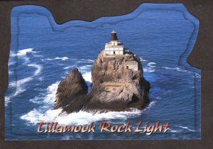 OR Tillamook Rock Lighthouse Light House Oregon Postcard Die Cut PC