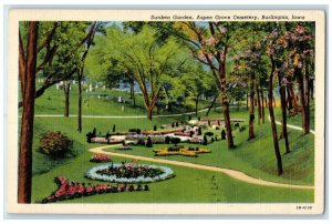 c1940's Sunken Garden Aspen Grove Cemetery Burlington Iowa IA Unposted Postcard