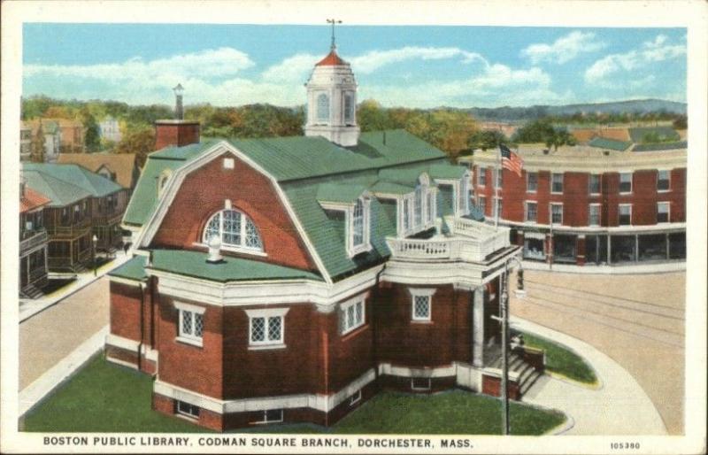 Dorchester MA Codman Square Library c1920 Postcard