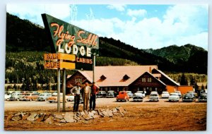 ALPINE, WY Wyoming ~ FLYING SADDLE RESORT c1950s Cars Roadside Postcard