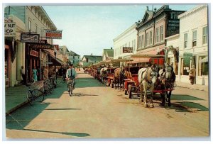 c1950s Horse Drawn Carriages Mackinac Island Michigan MI, Fudge Candies Postcard