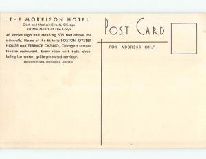 Unused 1930's OLD CARS & MORRISON HOTEL Chicago Illinois IL Q6665