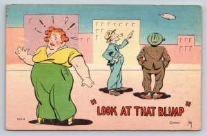 Look at That Blimp  Fat Lady  Comic Humor     Postcard