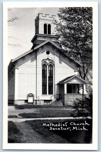 Decatur Michigan MI Postcard RPPC Photo Methodist Church c1940s Unposted Vintage