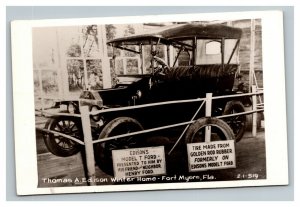 Vintage 1910's RPPC Postcard Thomas Edison's Model T Ford Fort Myers Florida