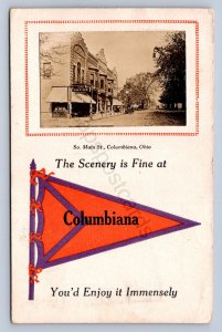 J87/ Columbiana Ohio RPPC Postcard c1910 Lisbon South Main St Stores 1151