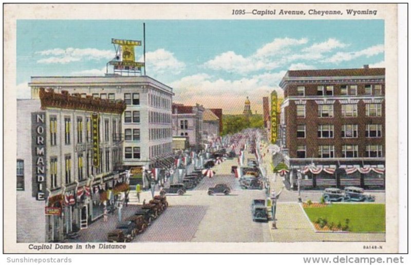 Wyoming Cheyenne Capitol Avenue With Capitol Dome In The Distance 1943