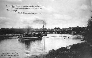 Haverhill MA Merrimack River Ferry Boat Hutchinson Footwear RPPC Postcard