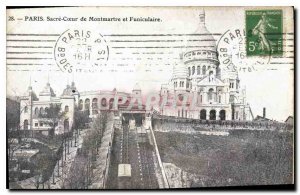 Old Postcard Paris The Sacre Coeur and Montmartre Funicular