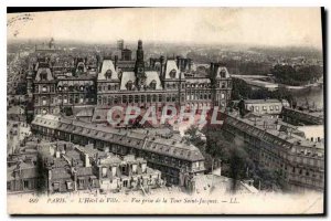 Postcard Old Paris the City Hall view from the Tour Saint Jacques