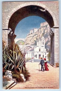 Monte Carlo Monaco Postcard The Church of St. Devote c1910 Oilette Tuck Art