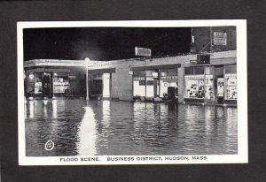 MA Flooding Storm Flood Business District Hudson Mass  Massachusetts Postcard