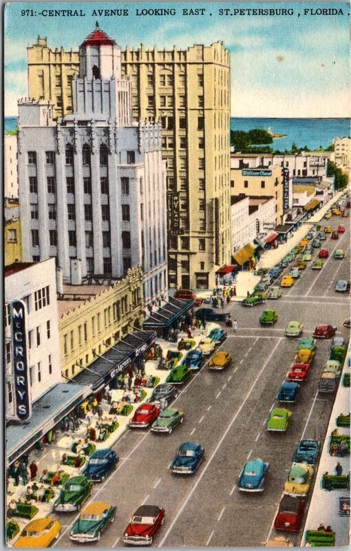 1957 Bird's Eye View Central Avenue Looking East St. Petersburg,FL Vintage