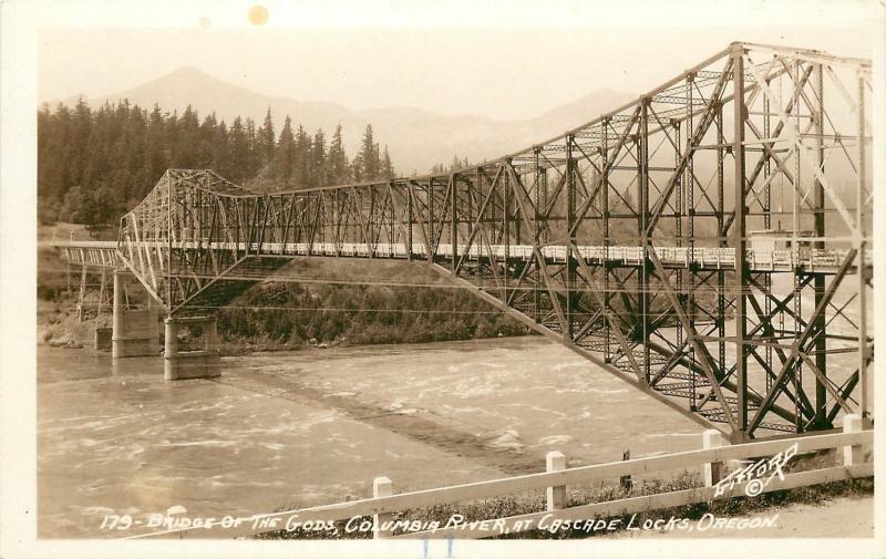 1910-30 Real Photo PC Bridge of the Gods Columbia River Cascade Locks OR Gifford